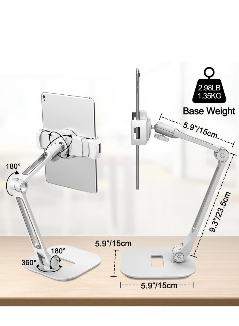 Y&D Adjustable Multi-Angle Tablet Stand, 360° Rotates Holder Universal, iPad Desk Mount, Compatible with 4”-11" iPad/Mini/Air/Pro, Suitable for Home Office (White) - Image 5