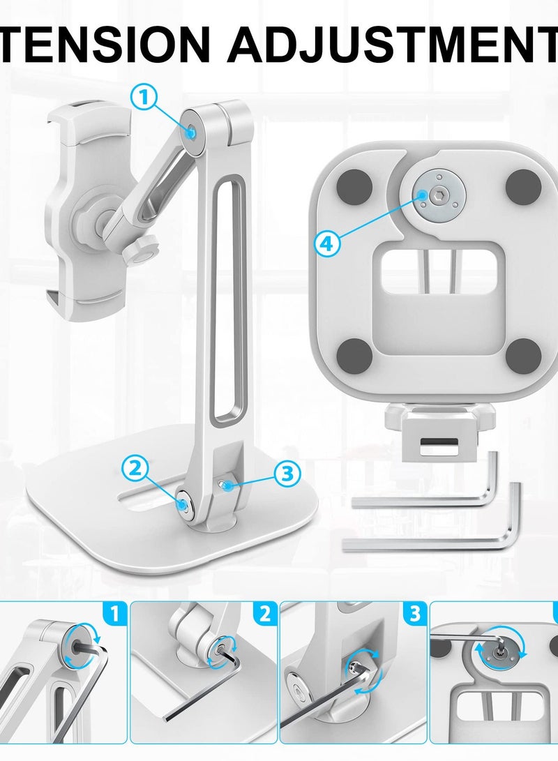 Y&D Adjustable Multi-Angle Tablet Stand, 360° Rotates Holder Universal, iPad Desk Mount, Compatible with 4”-11" iPad/Mini/Air/Pro, Suitable for Home Office (White) - Image 3