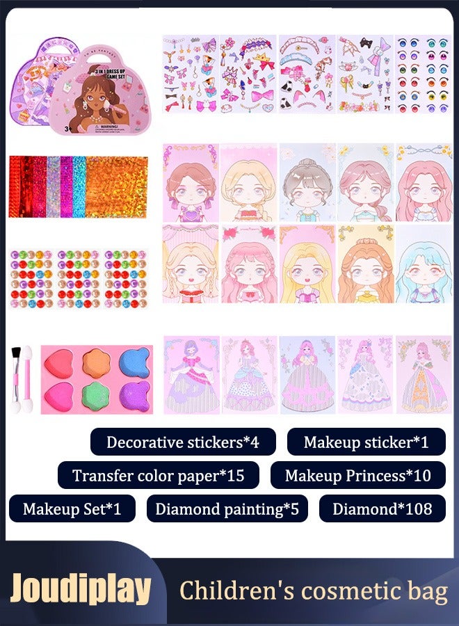 جودي بلاي نشاط فني يدوي للأطفال، مجموعات حرفية ورقية - مجموعة ألعاب مكياج ورقية للبنات مع لوحة ماسية ومجموعة ملابس الأميرة، هدية حفلة عيد ميلاد للفتيات - Image 2