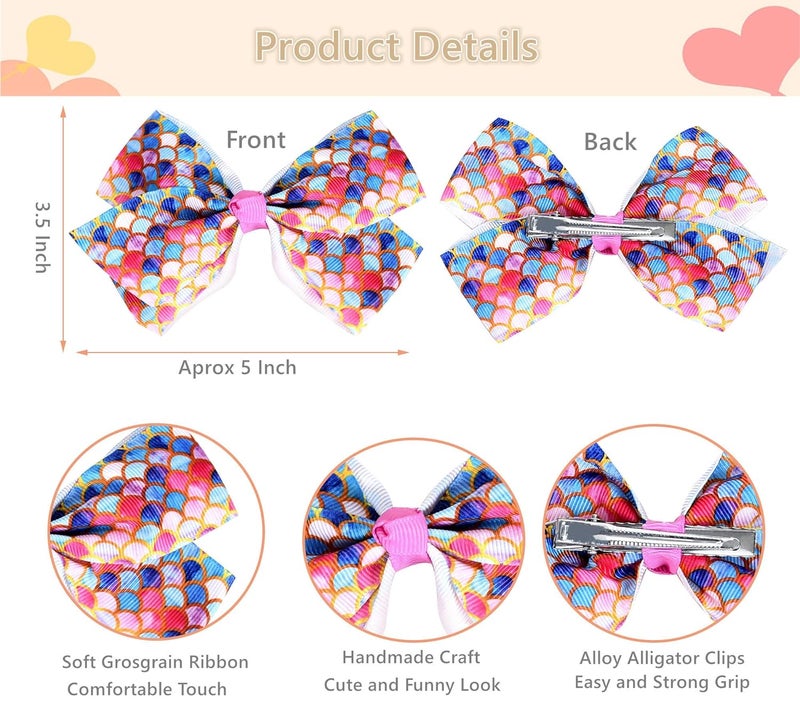 Eyegla Eygla 18 Pcs 5 Inch Hair Bows for Girls Rainbow Hair Bows Alligator Clips Grosgrain Ribbon Bows for Little Girls Toddlers Kids Children Teens - Image 4