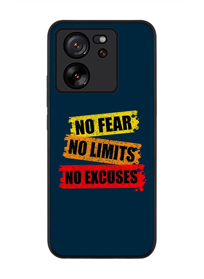 Stylizedd Rugged Black Edge case for Xiaomi 13T / Xiaomi 13T Pro, Slim fit Soft Flexible Rubber Edges Anti Drop Cover - No Fear Limits Excuses - Image 1