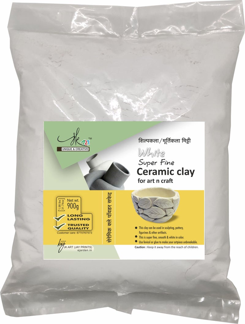 JK Art® Professional White Ceramic Clay Powder (900 g) | Fine Ceramic Powder for Sculpting, Pottery, Figurines & Mini Sculptures | Art & Craft Material for School, College & DIY Projects (Pack of 1) - Image 1