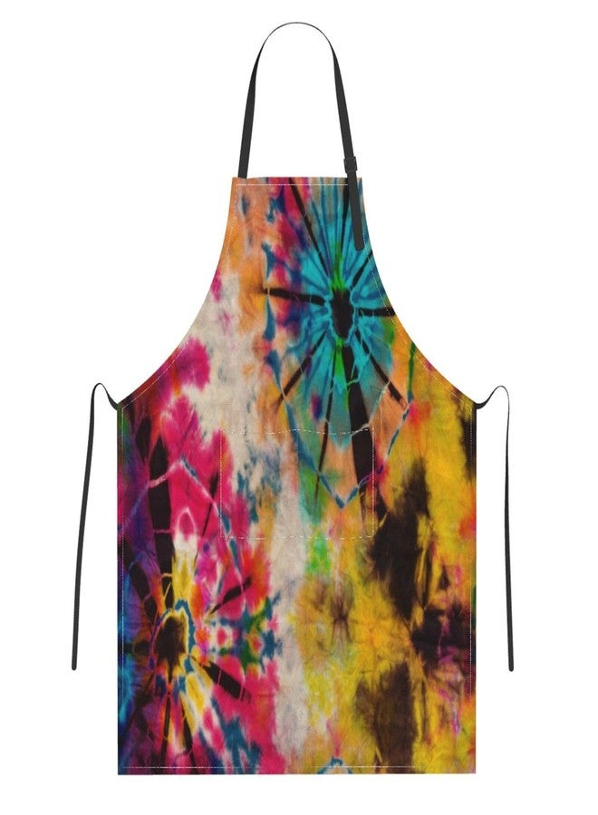 Mount Hour Rainbow Tie Dye Vintage Waterproof Adjustable Apron with 2 Pockets, for BBQ, Garden, Cooking, Painting - Image 1
