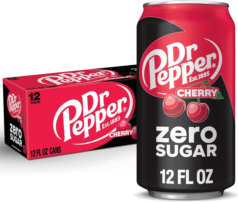 Dr Pepper Cherry Zero Sugar Soda, 12 fl oz Cans, 12 Pack - Image 1