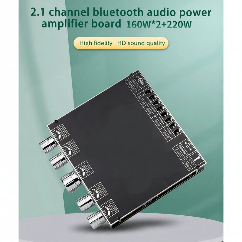 لوحة مضخم صوت بلوتوث XY-S220H 2.1 قناة TDA7498 بسوبوفر باس عالي مضخم استريو صوتي 160 واط ×2 + 220 واط - Image 4