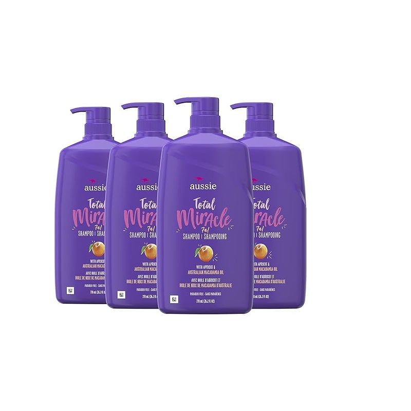 Aussie Total Miracle with Apricot Macadamia Oil Paraben Free Shampoo 262 fl oz Pack of 4 - Image 1
