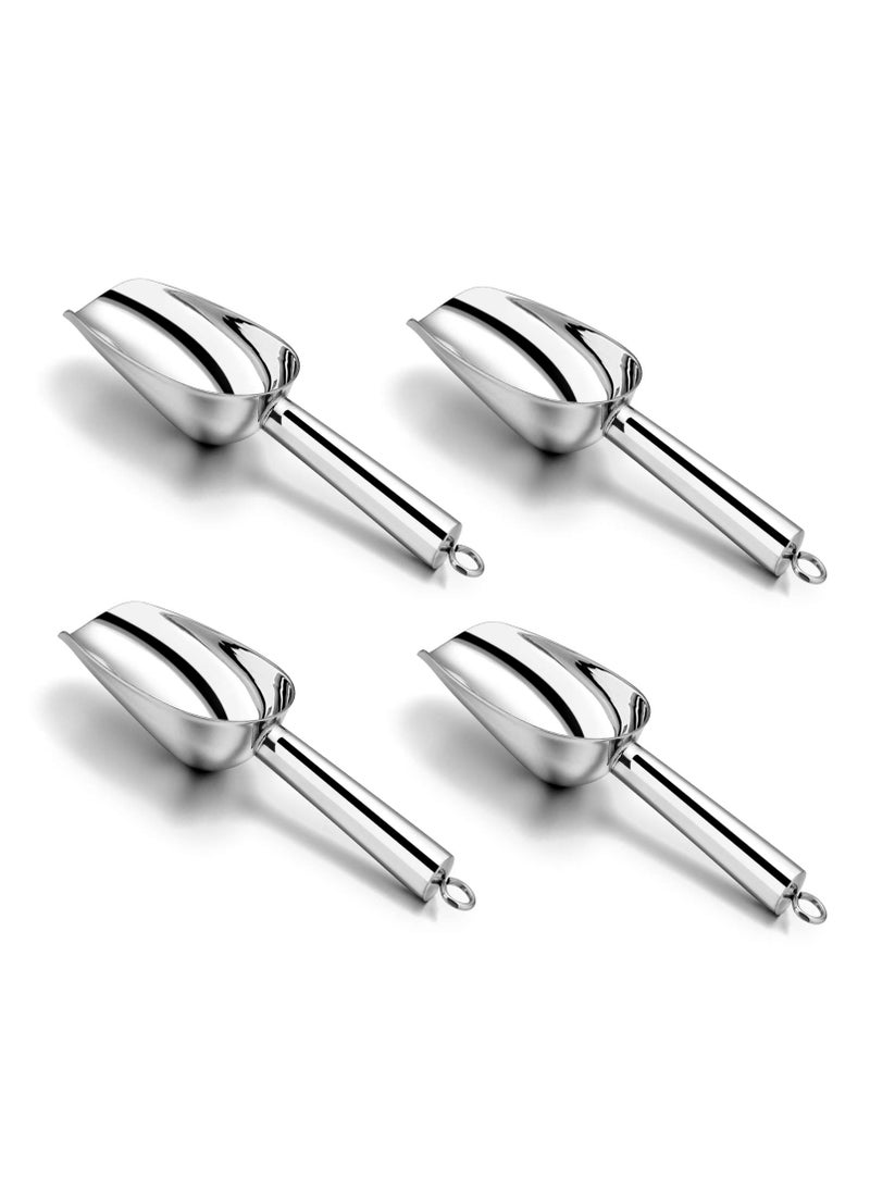 P&P CHEF PP CHEF Mini Canister Scoop Set of 4 Stainless Steel Small Candy Ice Scoop for Home Bar Buffet Wedding Mirror Finish  Elegant Shape Easy Clean  Dishwasher Safe  Silver 3 Ounce 