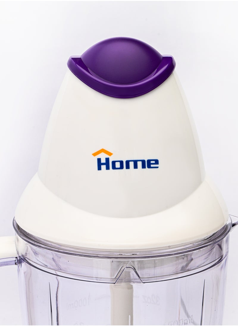 Home - Chopper Power: 500 W-220V-50Hz. Capacity: 1.5 liters. Used for chopping vegetables. Sharp stainless steel blade. It has two speeds when operating. It is characterized by the presence of rubber feet to stabilize the device during operation. - Image 1