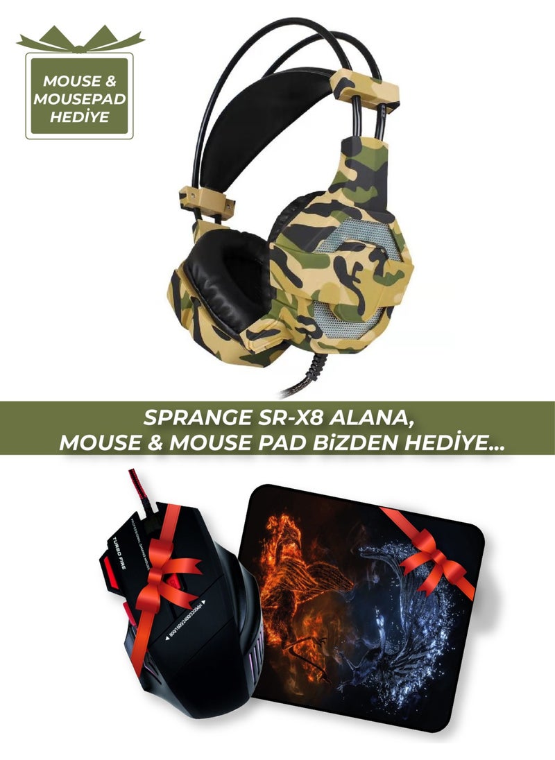 Sprange Sr-X8 108 Db/mw Gaming PC Headset with Microphone (Mouse & Mousepad Gifted)  - Image 1