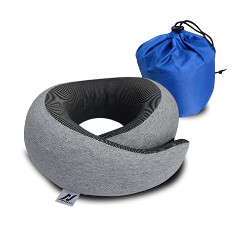 nexlev Travel Neck Pillow | Orthopedic Premium Memory Foam | for Airplane, Car, Train, Office use & Cervical Pain | Machine Washable | 360 Support | Carry Pouch for Storage | NP-07 - Image 1