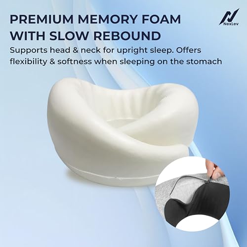 nexlev Travel Neck Pillow | Orthopedic Premium Memory Foam | for Airplane, Car, Train, Office use & Cervical Pain | Machine Washable | 360 Support | Carry Pouch for Storage | NP-07 - Image 2