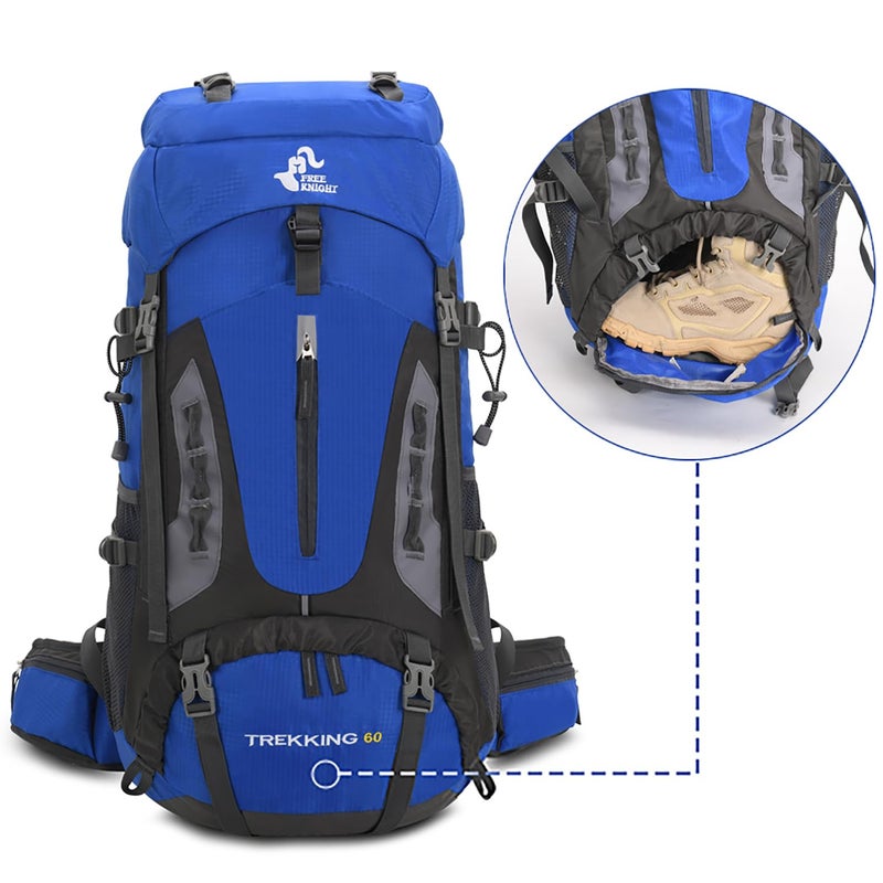Bseash 60L Hiking Camping Backpack with Rain Cover, Waterproof Large Capacity Outdoor Sport Travel Daypack Climbing Touring (Black) - Image 5