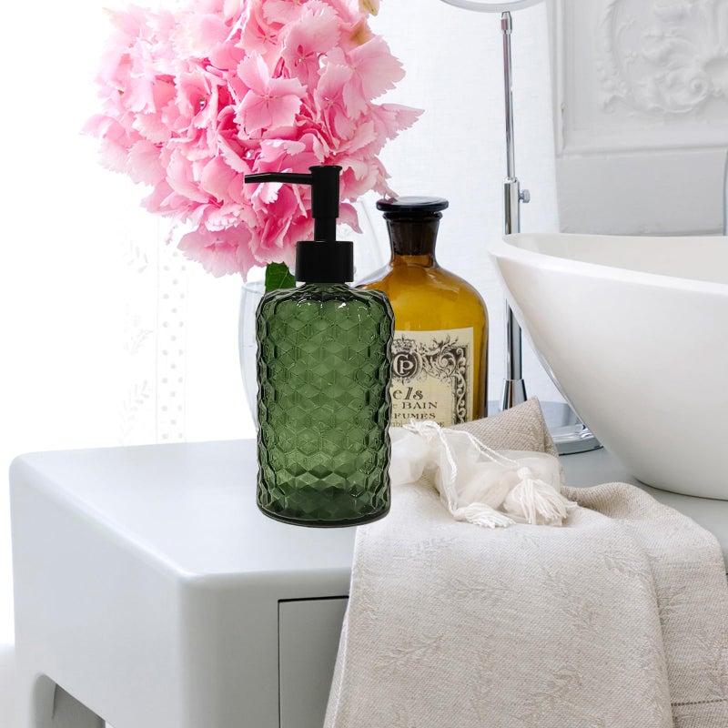 YYTSGG Green Glass Soap Dispenser with Plastic Pump, 17oz Hand Soap Dispenser for Kitchen & Bathroom, Great for Lotions, Essential Oil, Liquid Soaps - Image 4