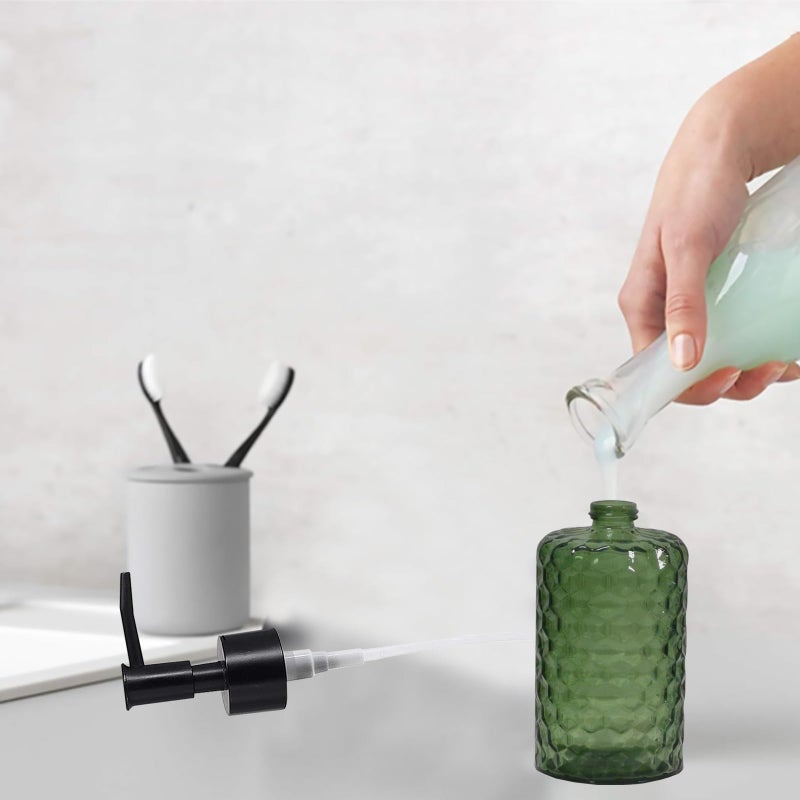 YYTSGG Green Glass Soap Dispenser with Plastic Pump, 17oz Hand Soap Dispenser for Kitchen & Bathroom, Great for Lotions, Essential Oil, Liquid Soaps - Image 3