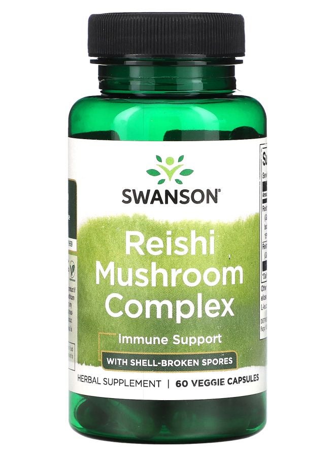 SWANSON Reishi Mushroom Complex with ShellBroken Spores 60 Veggie Capsules