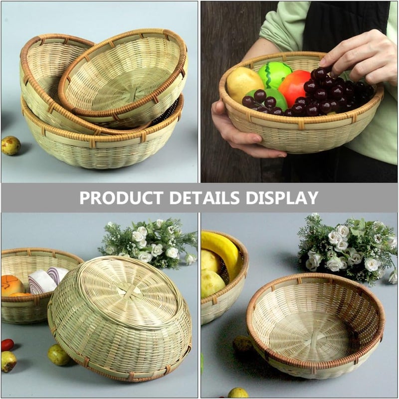 Generic 3pcs Bread Basket Set Drainage, Handwoven Household Storage Containers for Kitchen Vegetable Washing and Food Serving - Image 3