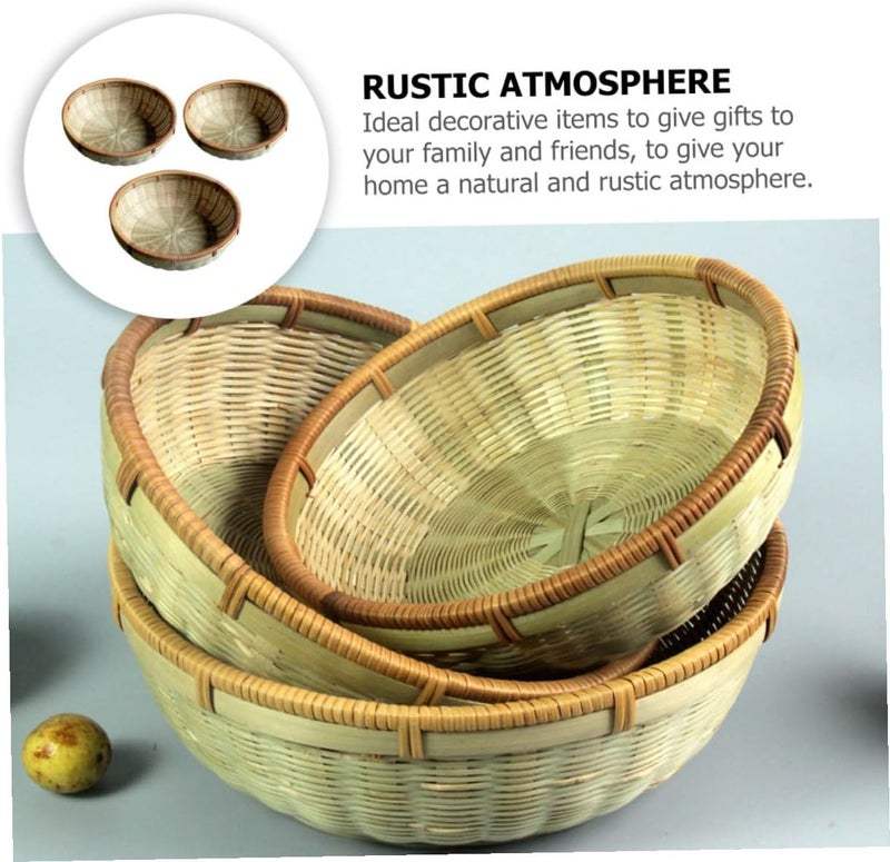 Generic 3pcs Bread Basket Set Drainage, Handwoven Household Storage Containers for Kitchen Vegetable Washing and Food Serving - Image 4