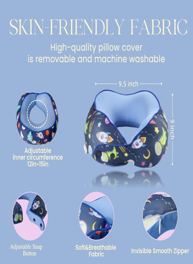 SKYTRAX COMF SKYTRAX® Certified Kids Safe Memory Foam Travel Neck Pillow for Kids and Toddlers, Cute Cartoon Design, Car Seat & Airplane Head Neck Support, Adjustable Snap Button, Washable Soft Cover (Dinosaur) - Image 4