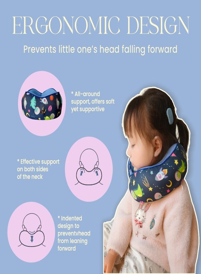 SKYTRAX COMF SKYTRAX® Certified Kids Safe Memory Foam Travel Neck Pillow for Kids and Toddlers, Cute Cartoon Design, Car Seat & Airplane Head Neck Support, Adjustable Snap Button, Washable Soft Cover (Dinosaur) - Image 5