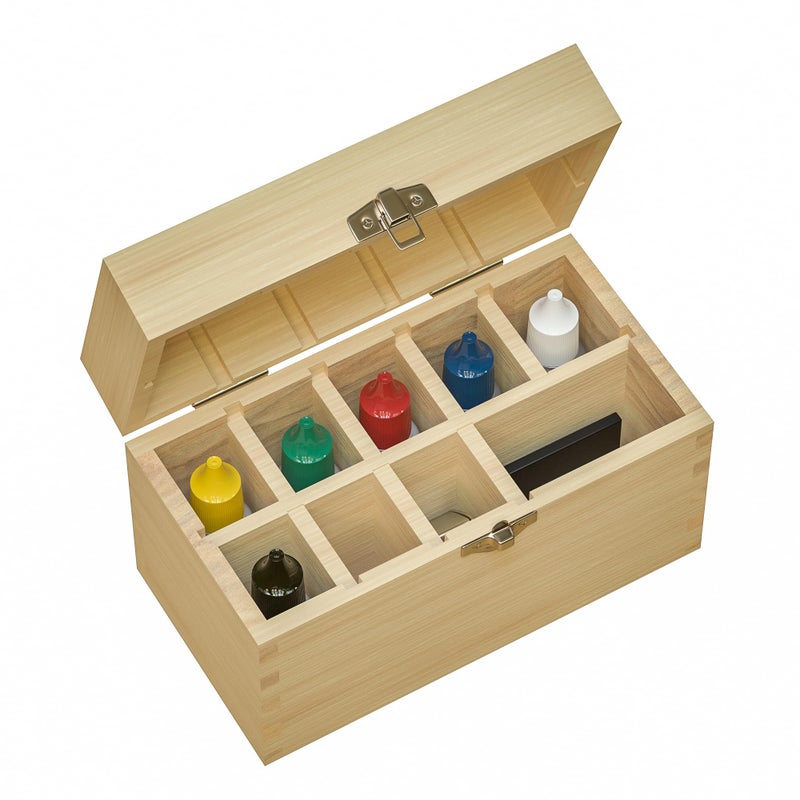 Gemtone Handmade Bamboo Storage Box for Storing Gold Silver Platinum Jewelry Testing Kit Acids Chemicals 9 slots - Image 5
