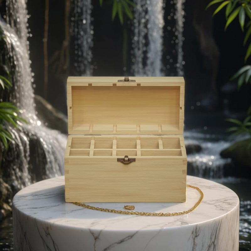 Gemtone Handmade Bamboo Storage Box for Storing Gold Silver Platinum Jewelry Testing Kit Acids Chemicals 9 slots - Image 3