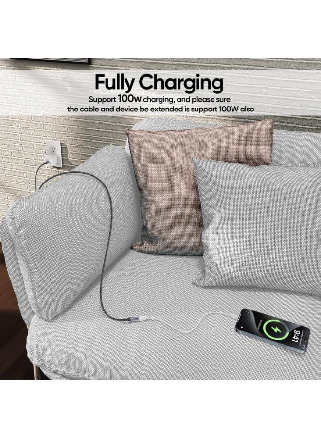 USB-C 3.2 data extend cable, 20Gbps data transfer, PD charging for laptop, phone, 4K@60Hz video, textile, 1m compatible with Thunderbolt 3/4 and Iphone 15/16 and Xiaomi Huawei Samsung - Image 5