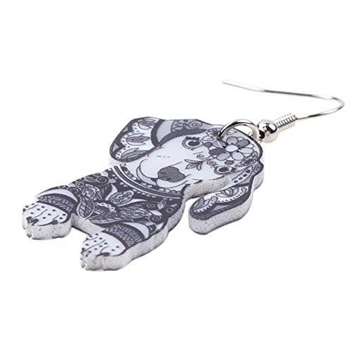 BONSNY Acrylic Drop Dachshund Dog Earrings Funny Design Lovely Gift For Women By The Bonsny (Grey) - Image 4