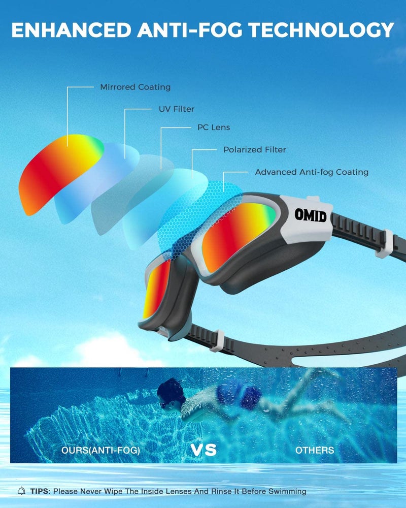 OMID Kids Swim Goggles, P2mini Polarized Swimming Goggles Comfortable for Age 6-14 - Image 4