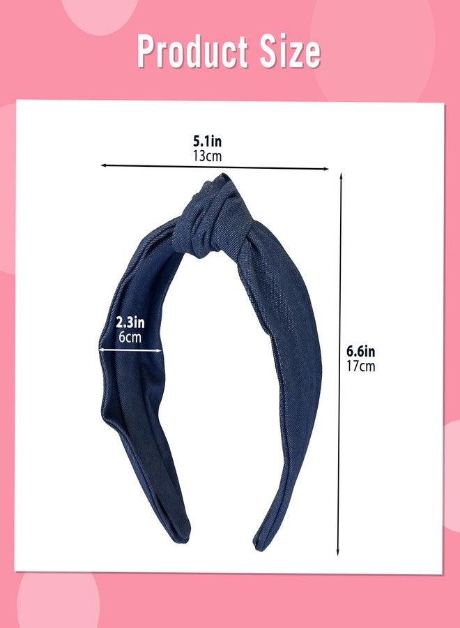 اس واي بي ال طقم SYBL مكون من قطعتين، عرض كل قطعة 6 سم، حلقات شعر معقودة، تصميم كلاسيكي من قماش الدنيم، أطراف مطاطية مانعة للانزلاق، لون أزرق داكن وأزرق فاتح - Image 2