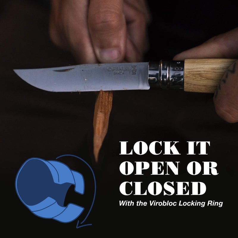 OPINEL No.06-No.09 Premium Woods, Stainless Steel Folding Pocket Knife, Made in France (No.08/Oak) - Image 4