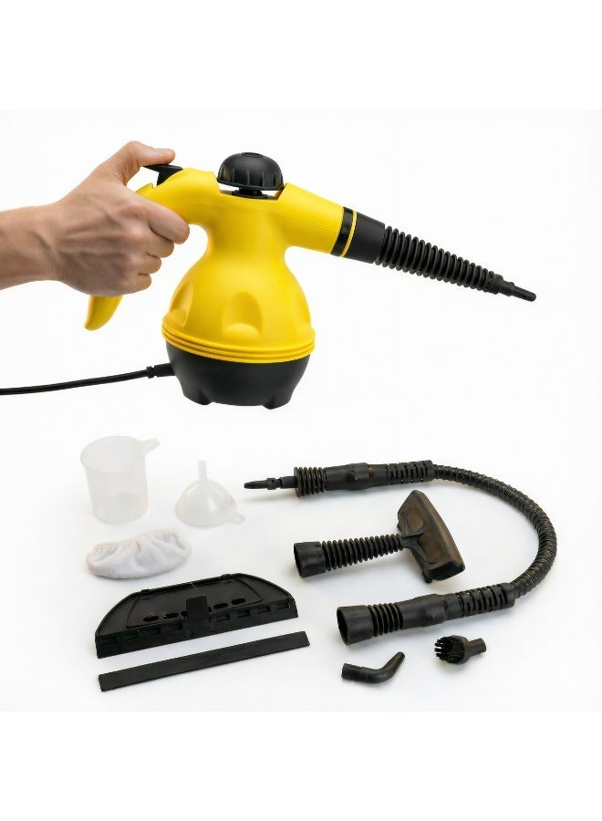 جهاز تنظيف بالبخار 1000 واط - منظف بخار محمول بضغط عالي للكنب والسجاد والمطبخ والسيارات - تعقيم بدون كيماويات مع 9 ملحقات متعددة الاستخدام - Image 1