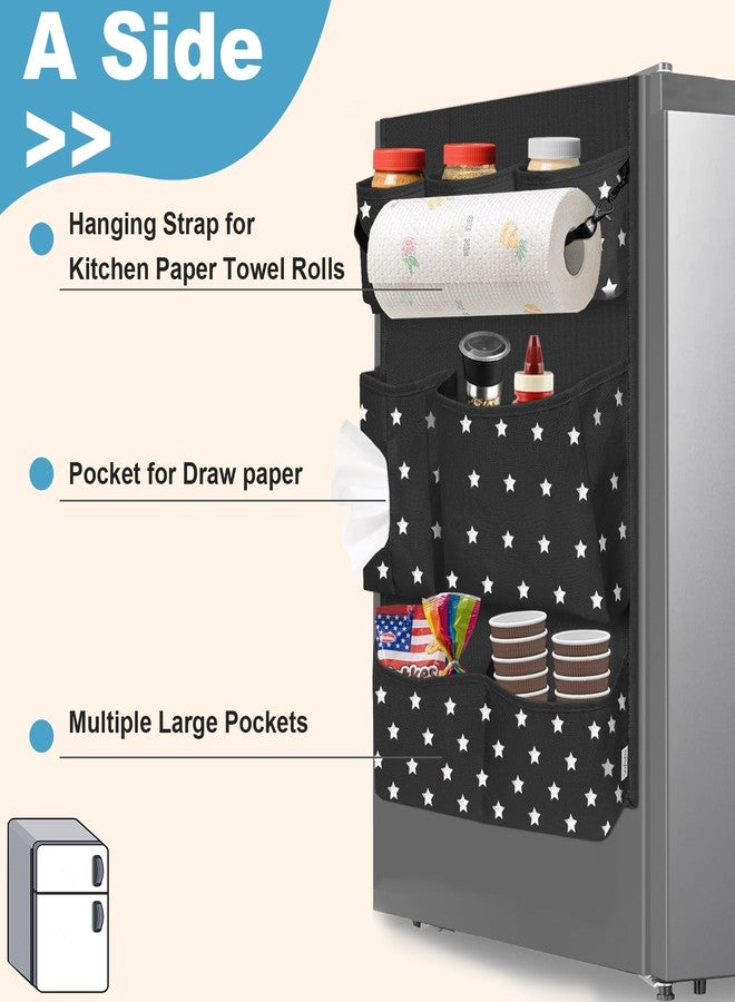 Homyfort Dorm Room Essentials Mini Fridge Organizer, Hanging Over Fridge Storage Organizer, College Caddy with 14 Pocket for Office, Kitchen, Home, School (Black) - Image 4
