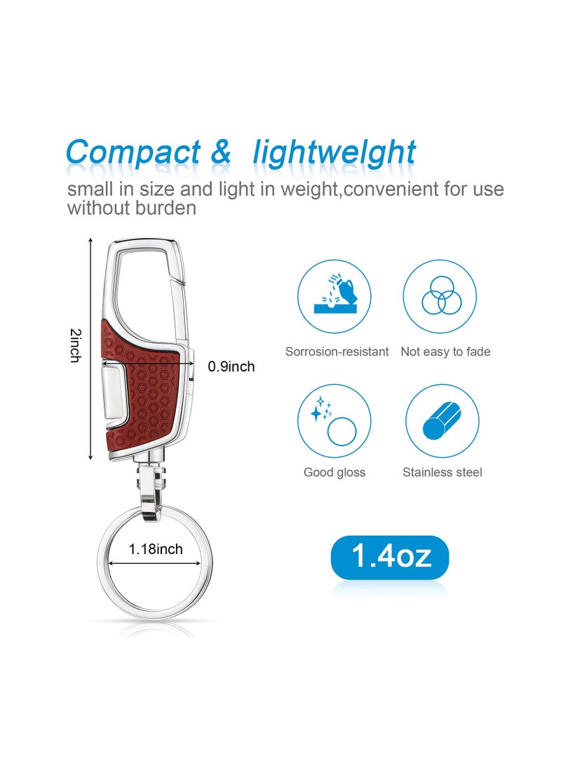 SOLARAE 4 Pieces Key Chain, Quality Heavy Car Stainless Steel Key Holder with Key Ring for Men and Women, Black and Brown - Image 5