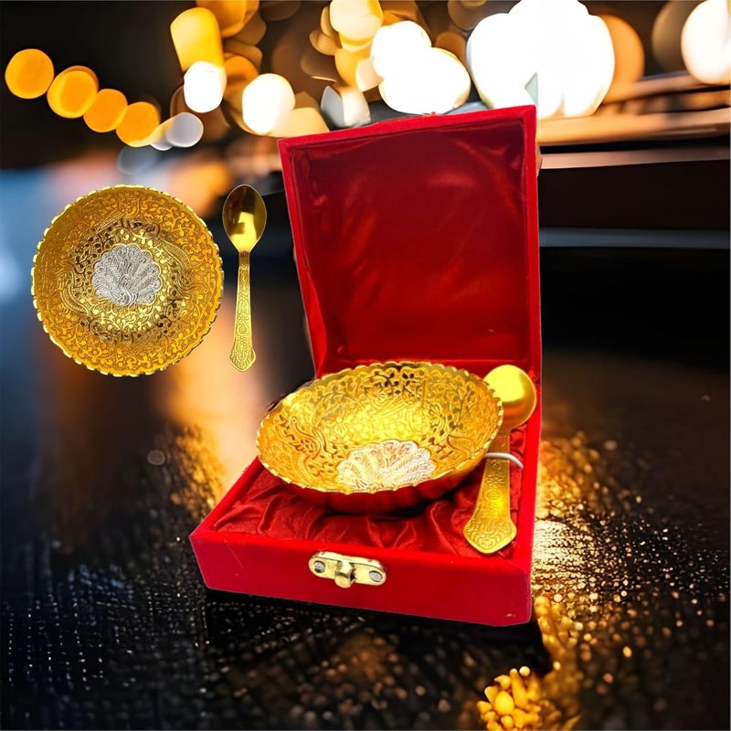 LOVENSPIRE German Silver Gold Bowl Set Navrathri Diwali Deepavali Gift Favor Indian Muslim Punjabi Wedding Favor Pooja Puja Favor Gift - Image 1