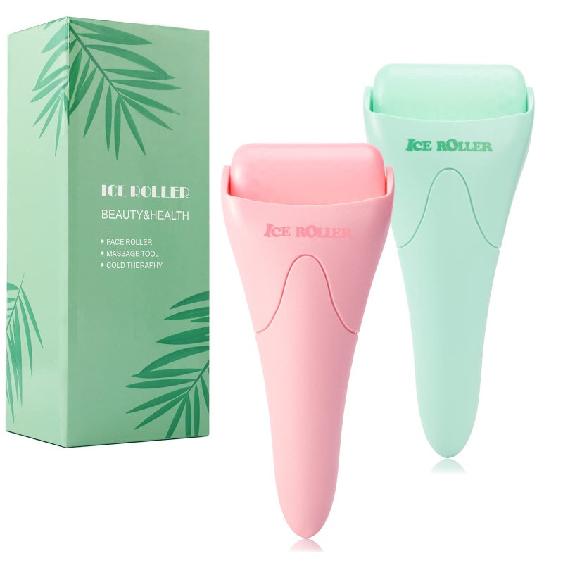 2 Pack Ice Roller for Face and Body Massage Facial Roller Skin Care Tool for Reduce Wrinkles and Puffiness Migraine Pain Relief and Skin Tighten Cold Therapy for Cooling and CalmingPinkGreen