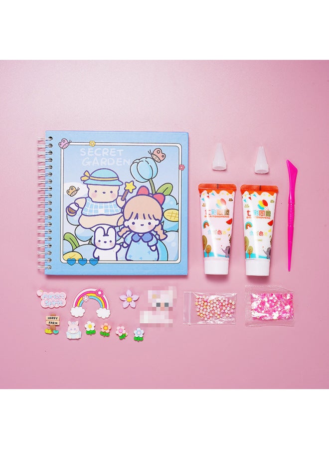 Creative DIY Children's Creamy Glue Notebook Material Kit Spiral Notebook Handmade Account Book Set Educational Crafts Kit-Specifications:Hand Ledger-green Garden Material Package.  - Image 5