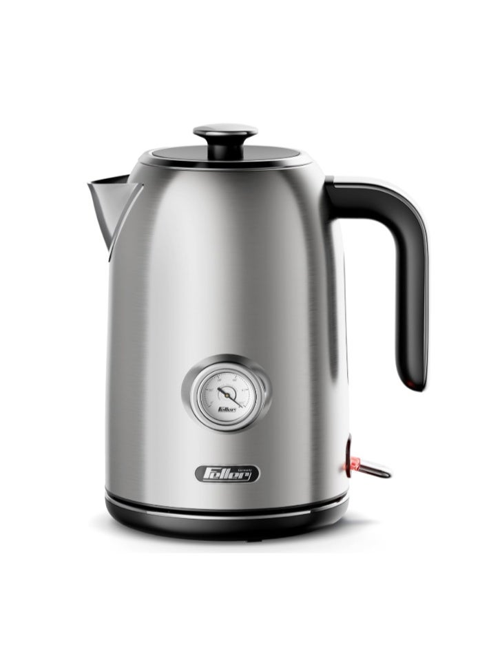 Feller Germany, Retro Style 1.7L Kettle with Thermometer, 2200 W, Stainless Steel Body, STRIX Controller, Dry Boil & Automatic Switch-Off, EK200, 2Y Guarantee-UAE Version - Image 1