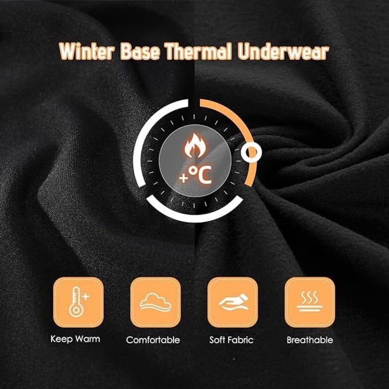 thermal underwear set for winter outdoor activities, fleece interior polyester blend, gray and navy, ultra-warm base layer with snug fit and moisture-wicking - Image 4