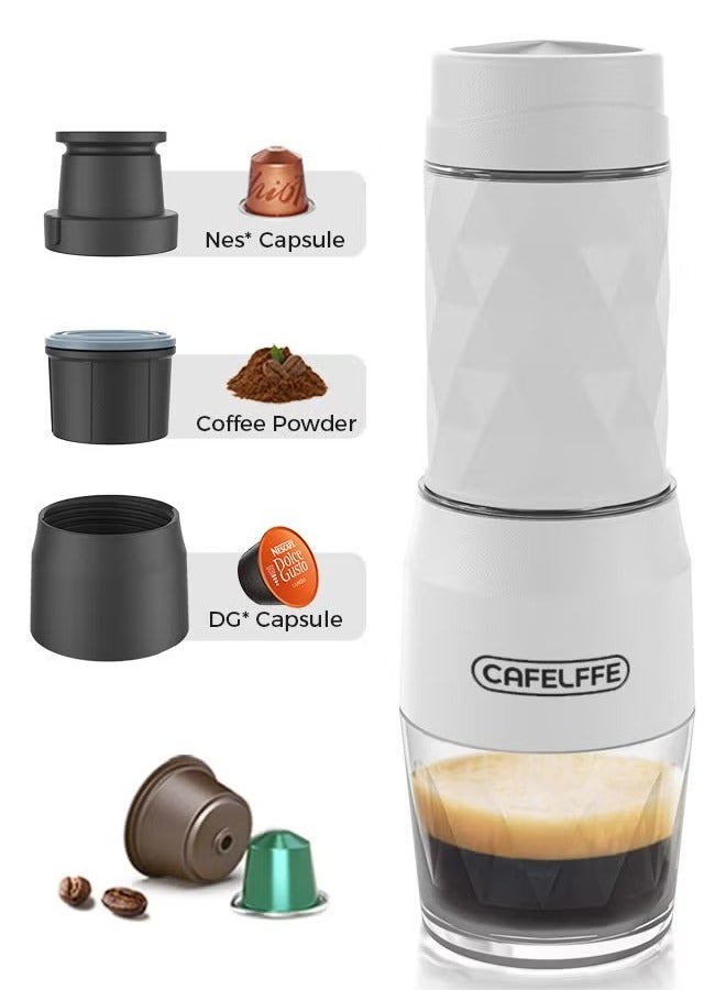 Cafelffe 3-in-1 Portable Espresso Coffee Machine Manual Milk Frother For Nespresso Capsule and Coffee Powder 120ML White  - Image 1