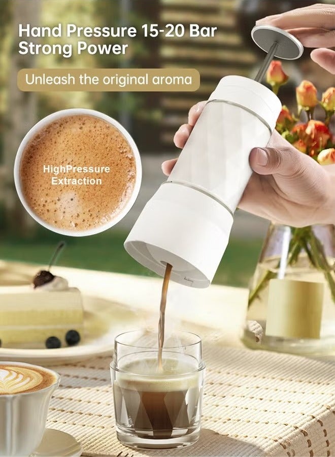 Cafelffe 3-in-1 Portable Espresso Coffee Machine Manual Milk Frother For Nespresso Capsule and Coffee Powder 120ML White  - Image 2