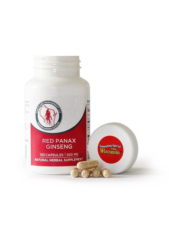 Dairyland Management LLC 100% Authentic Korean Red Panax Ginseng Capsules -500 mg. Potent Ground Ginseng Root Extract Powder - No Fillers, Binders or Other Additives. (150 ct) - Image 1