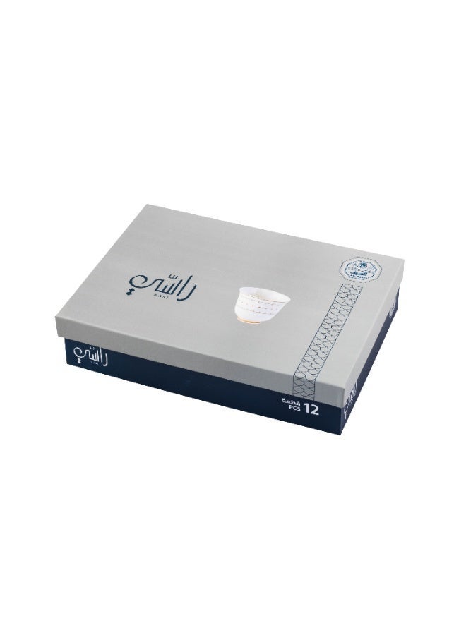 السيف  طقم فناجين قهوة فاخرة 12 قطعة ☕✨ | تصميم أبيض بنقوش ذهبية لعزائم راقية - Image 4