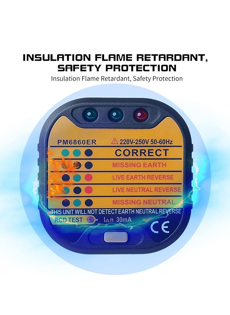 SYOSI - SYOSI Outlet Tester, Electric Socket Tester, 220-250V Circuit Polarity Voltage Detector, UK Plug Circuit Tester, Socket Safety Plug Breaker, Outlet Line Ground Zero Detector - Image 1