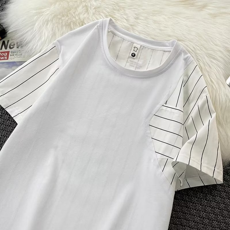2023 New Summer Men'S Short-Sleeved Round Neck Short-Sleeved Trendy T-Shirt Youth Slim-Fit Handsome Men'S Half-Sleeved Men - Image 4