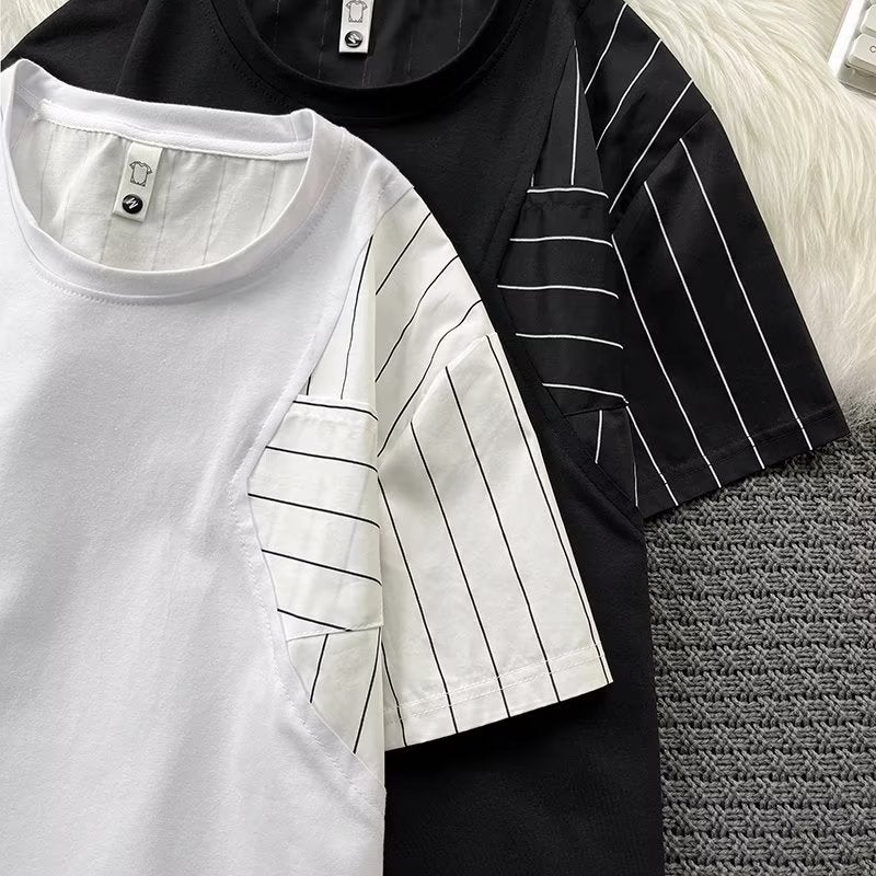 2023 New Summer Men'S Short-Sleeved Round Neck Short-Sleeved Trendy T-Shirt Youth Slim-Fit Handsome Men'S Half-Sleeved Men - Image 5
