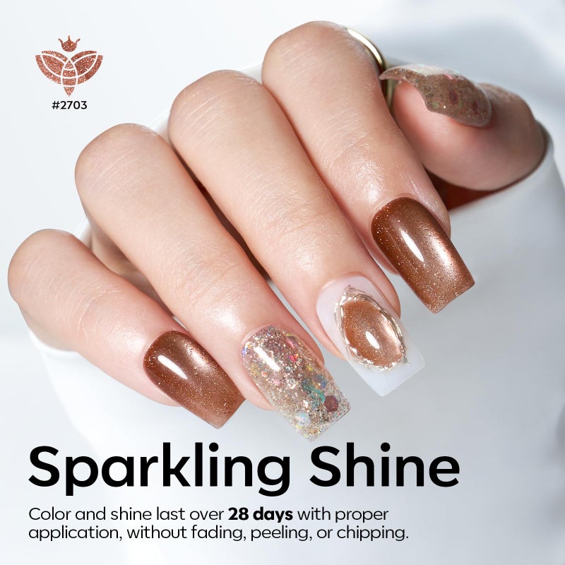 Modelones Gel Nail Polish Set, 6 Colors 2026 Nude Brown Sliver Cat Eye Gel Polish Creative Stars Moon Shape Glitter Nail Polish with Magnet& Wooden Stick All Seasons Soak Off LED Manicure Kit DIY Gift - Image 4