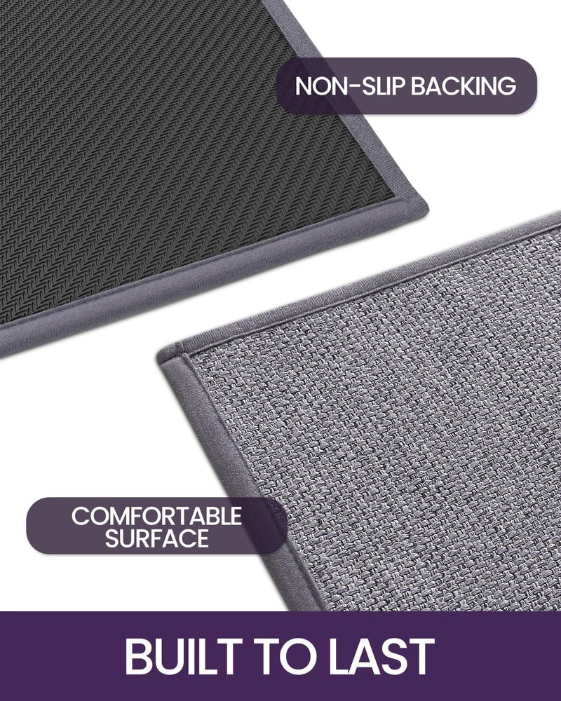 DEXI 2 Pcs Kitchen Mats and Rugs for Floor, 44x75 + 44x150 cm, Non Slip Washable Absorbent Thin Woven Runner Rug for Front of Sink, Laundry Room, Hallway, Grey - Image 5