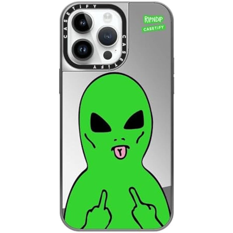 Casetify Mirror Case for iPhone 14 Pro Max 【RipNDip Colab/Reflective / 4.9ft Drop Protection/Compatible with Magsafe】 - Lord Alien - Silver on Silver - Image 1