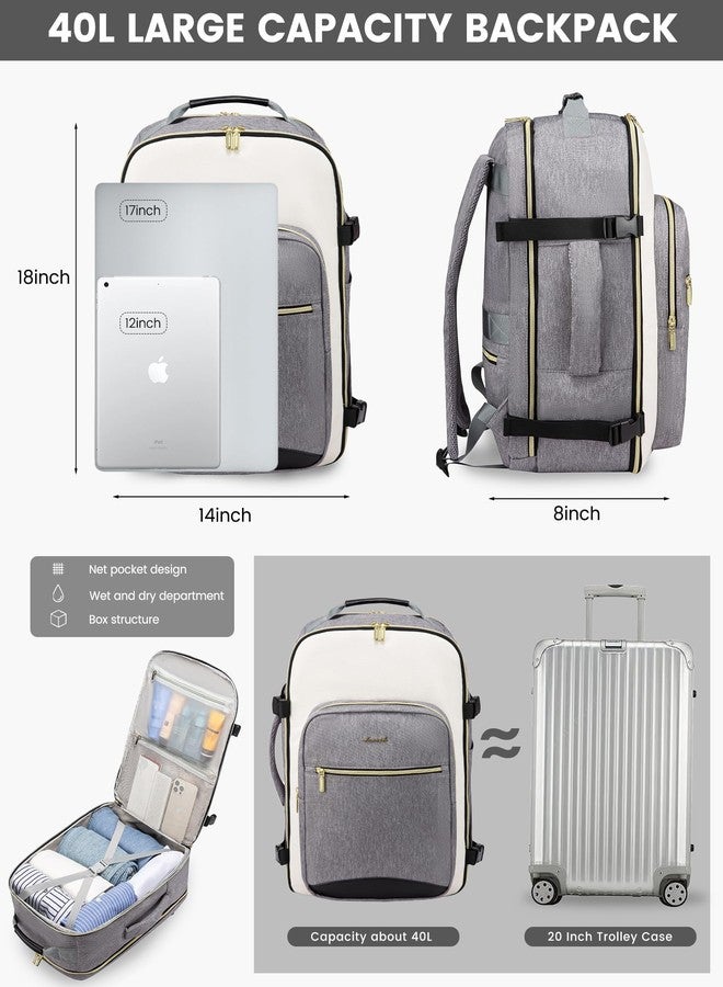 LOVEVOOK Large Travel Backpack for Women & Men, Carry on Backpack Airline Approved, TSA Personal Item Travel Bag fits 17" Laptop, 40L Waterproof Travel Essentials Sports Backpack with 3 Packing Cubes, - Image 3