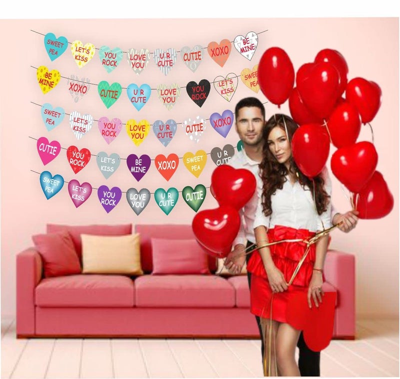 HK balloons Happy Birthday Banner Decoration For Boys, Girls, Boyfriend, Girlfriend, (Heart Love Gralands - Pack Of 5) - Image 4